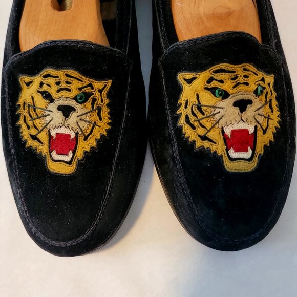 SOLD OUT 80s SUSAN BENNIS WARREN EDWARDS Loafer Men's BLK Suede Leather Tiger - Picture 5 of 13